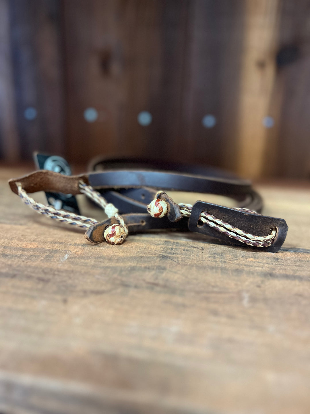 Smooth Leather Reins with Rawhide Knots