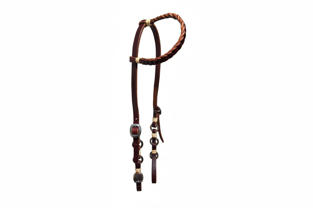 Leather Braided Headstall with Rings