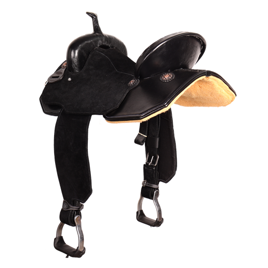Custom Designed Hybrid Leather/ Neoprene Barrel Saddles- Style One