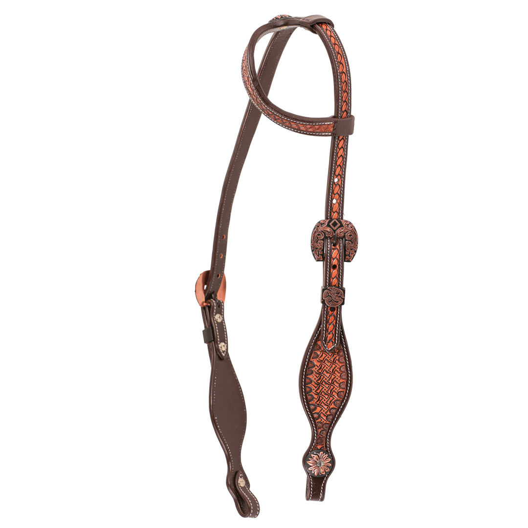 One Ear Basket Weave Headstall
