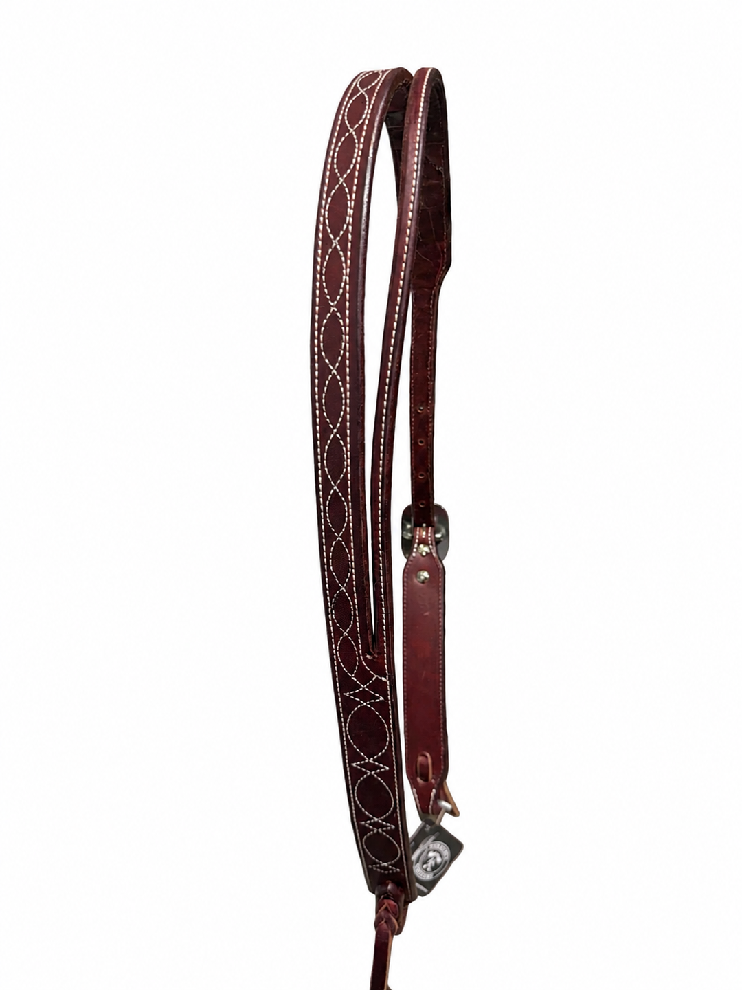 Leather Split Ear with White Stitching