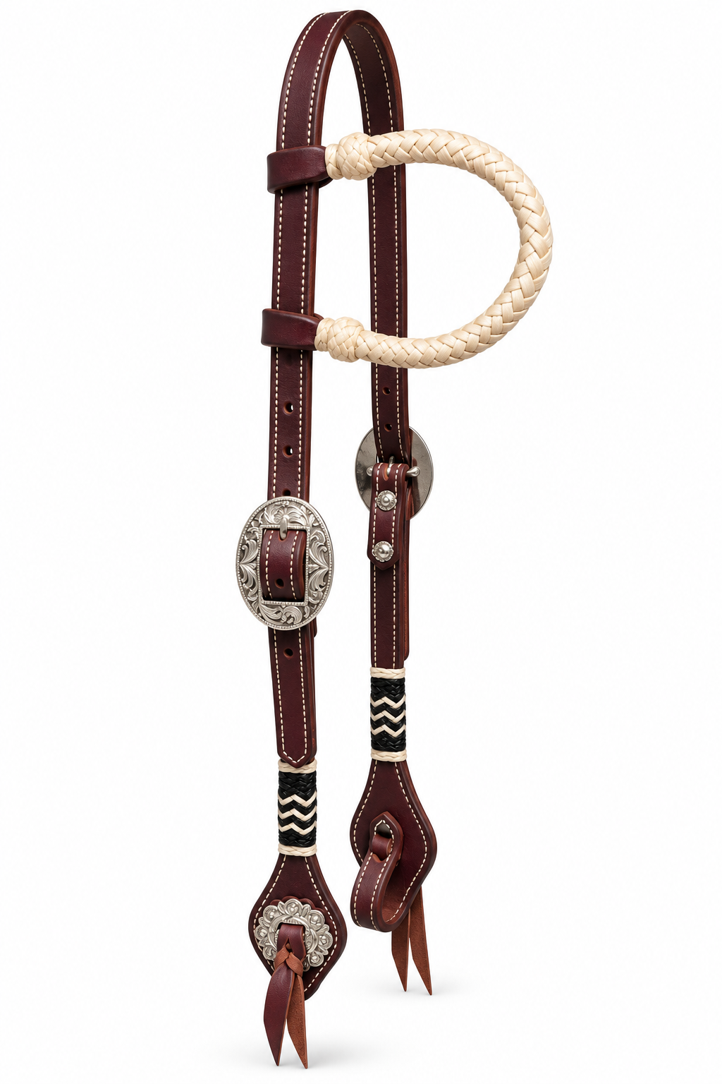 Rawhide Silver Concho Show Headstall