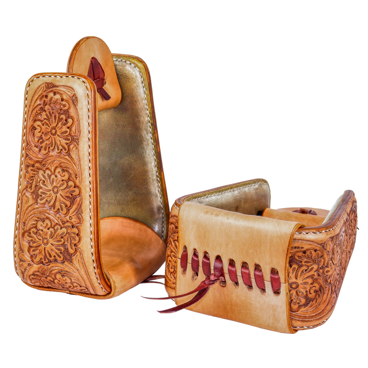 ROPER LEATHER AND RAWHIDE COVERED STIRRUPS