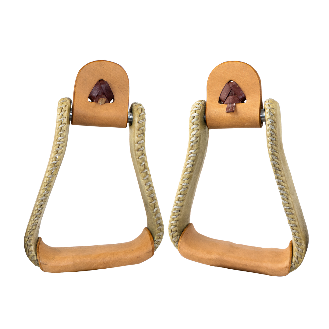 RAWHIDE COVERED DEEP ROPER STIRRUPS