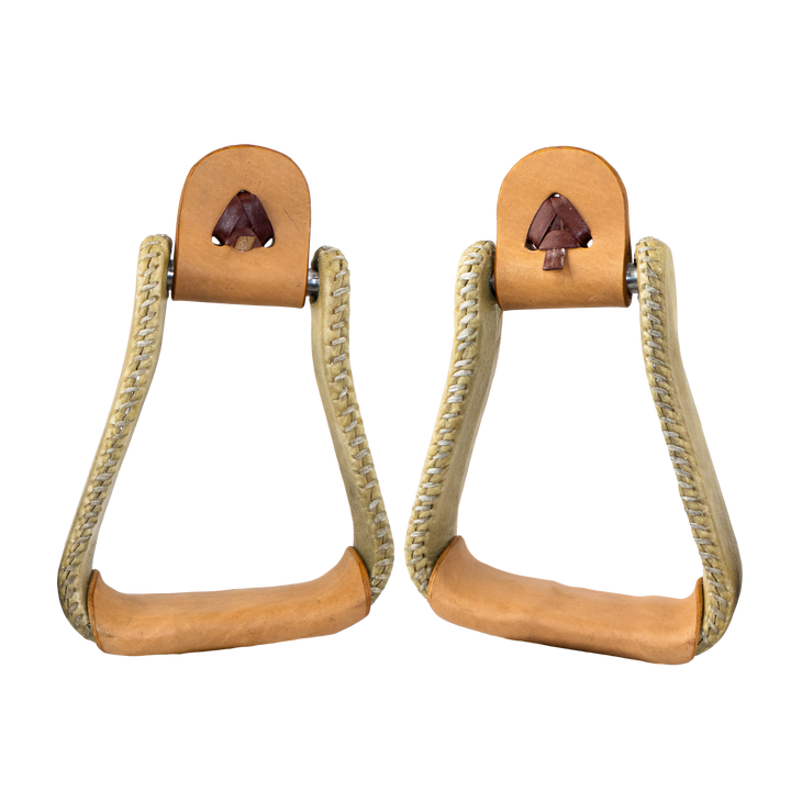 RAWHIDE COVERED DEEP ROPER STIRRUPS