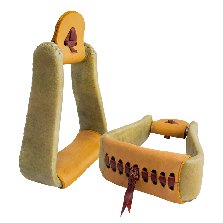RAWHIDE COVERED DEEP ROPER STIRRUPS